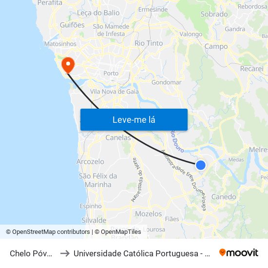 Chelo Póvoa (Lever) to Universidade Católica Portuguesa - Centro Regional do Porto map