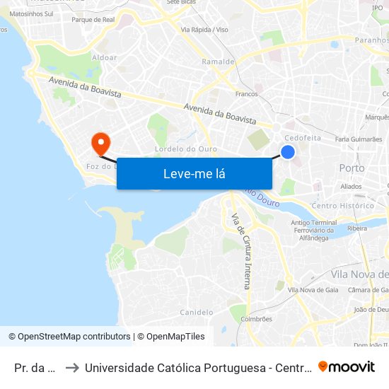 Pr. da Galiza to Universidade Católica Portuguesa - Centro Regional do Porto map