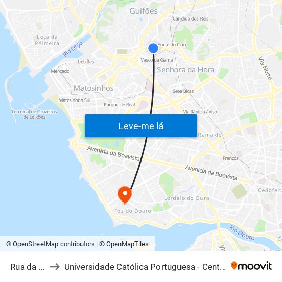 Rua da Lagoa to Universidade Católica Portuguesa - Centro Regional do Porto map