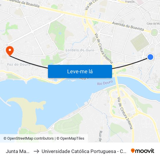 Junta Massarelos to Universidade Católica Portuguesa - Centro Regional do Porto map