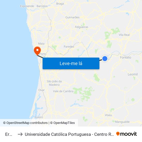 Ermida to Universidade Católica Portuguesa - Centro Regional do Porto map