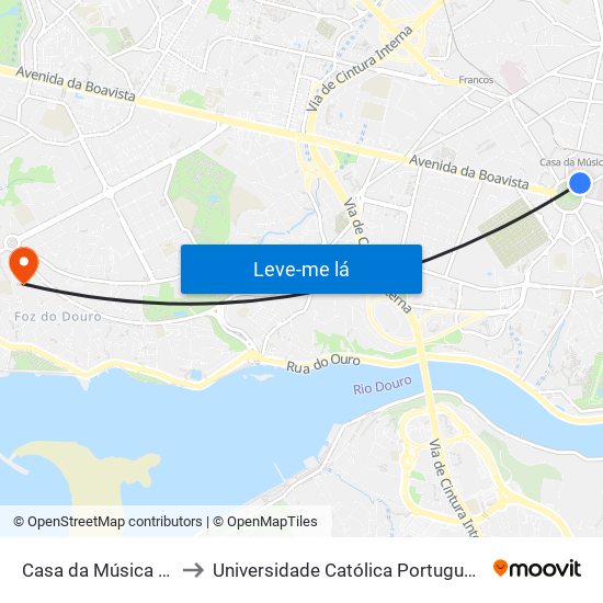 Casa da Música / Rot. da Boavista to Universidade Católica Portuguesa - Centro Regional do Porto map
