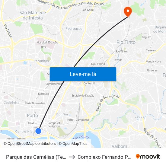 Parque das Camélias (Terminal) to Complexo Fernando Pedrosa map