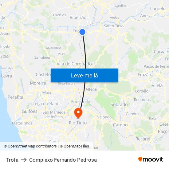 Trofa to Complexo Fernando Pedrosa map