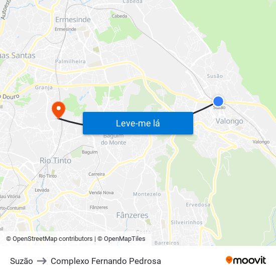 Suzão to Complexo Fernando Pedrosa map