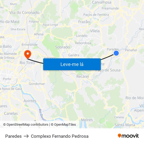 Paredes to Complexo Fernando Pedrosa map