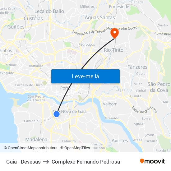 Gaia - Devesas to Complexo Fernando Pedrosa map