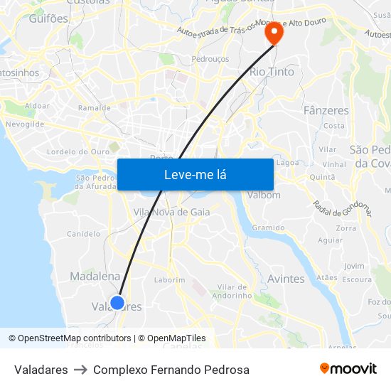Valadares to Complexo Fernando Pedrosa map
