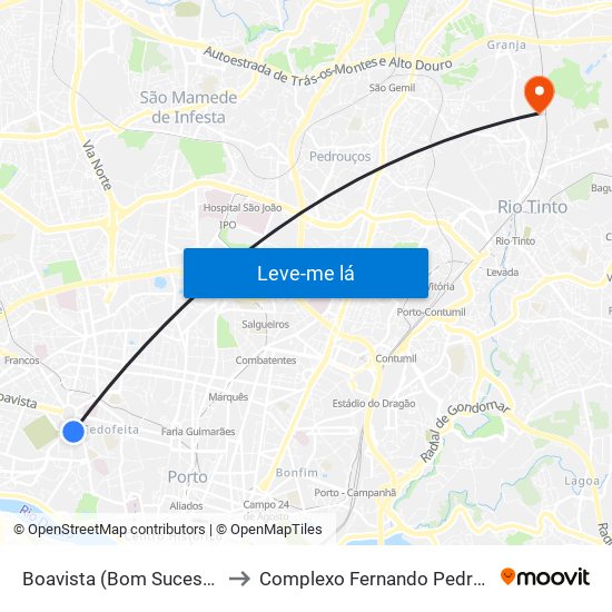 Boavista (Bom Sucesso) to Complexo Fernando Pedrosa map