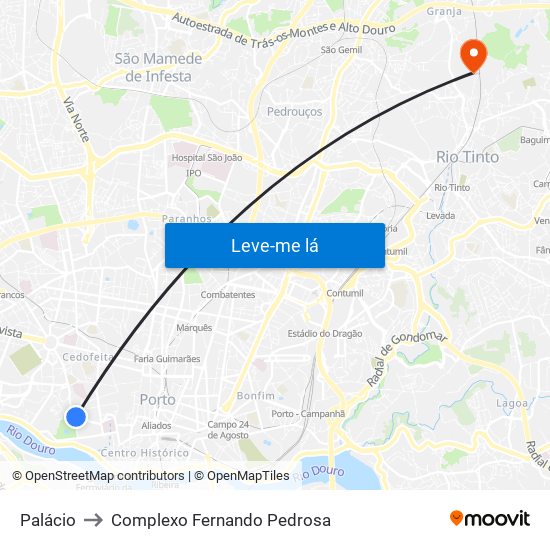 Palácio to Complexo Fernando Pedrosa map