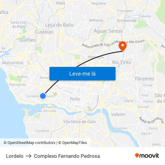 Lordelo to Complexo Fernando Pedrosa map