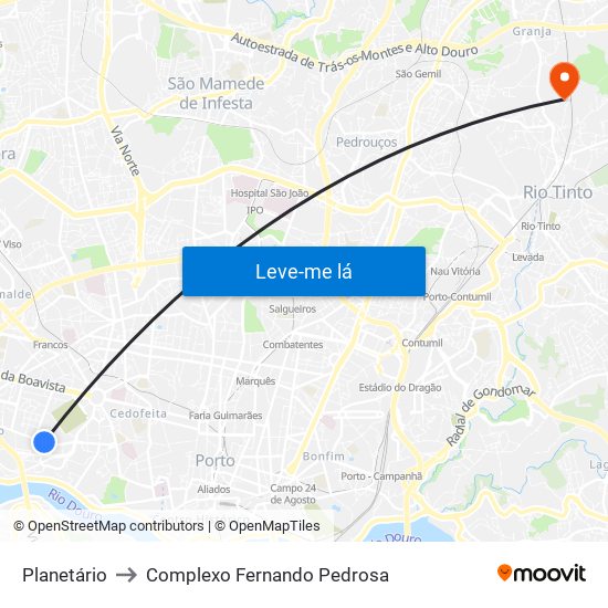 Planetário to Complexo Fernando Pedrosa map