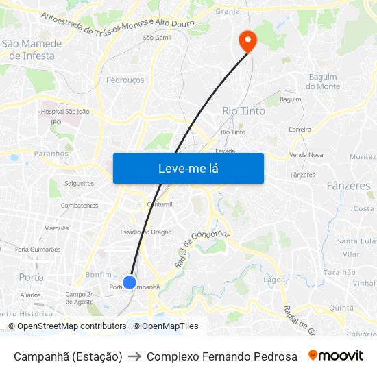 Campanhã (Estação) to Complexo Fernando Pedrosa map