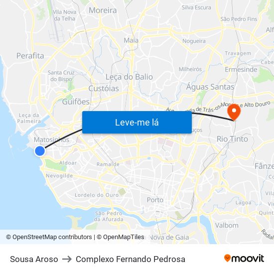 Sousa Aroso to Complexo Fernando Pedrosa map