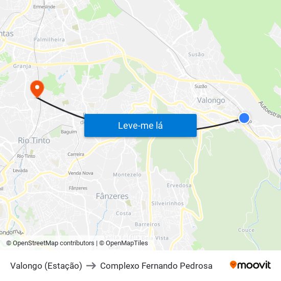 Valongo (Estação) to Complexo Fernando Pedrosa map