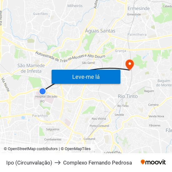 Ipo (Circunvalação) to Complexo Fernando Pedrosa map