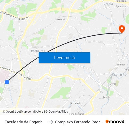 Faculdade de Engenharia to Complexo Fernando Pedrosa map