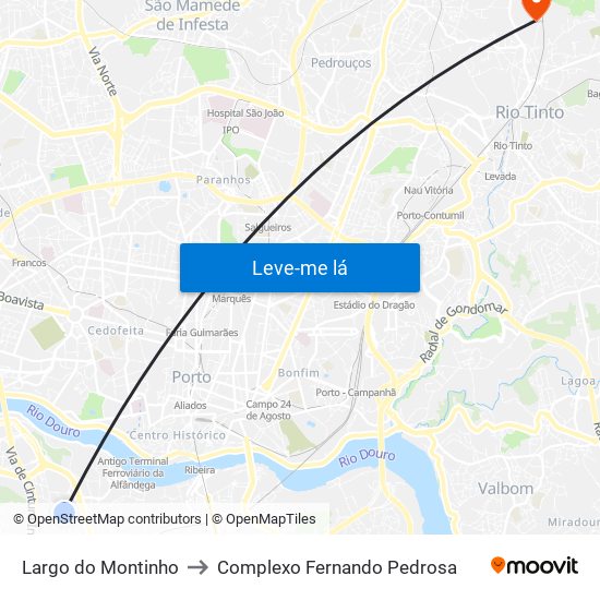 Largo do Montinho to Complexo Fernando Pedrosa map