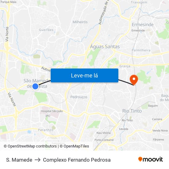 S. Mamede to Complexo Fernando Pedrosa map