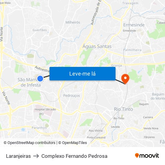 Laranjeiras to Complexo Fernando Pedrosa map