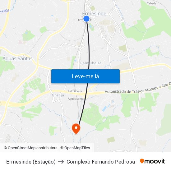 Ermesinde (Estação) to Complexo Fernando Pedrosa map