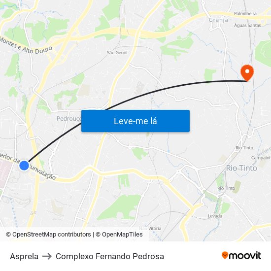 Asprela to Complexo Fernando Pedrosa map