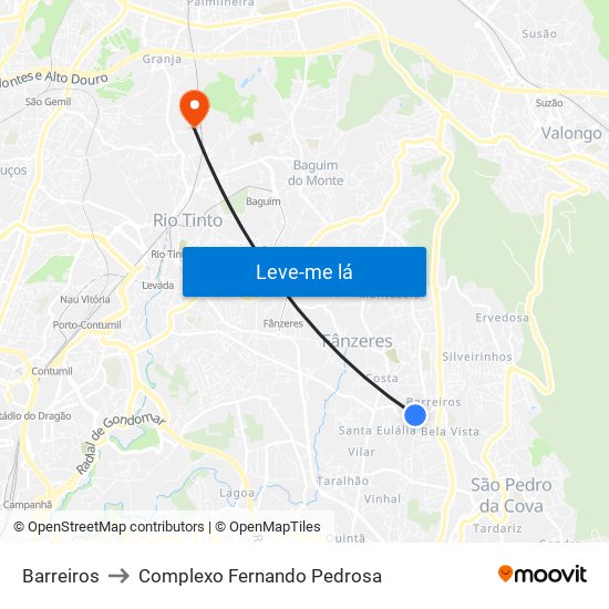 Barreiros to Complexo Fernando Pedrosa map