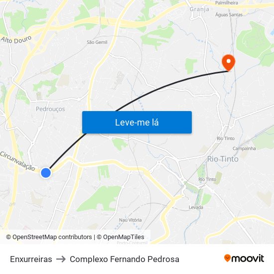 Enxurreiras to Complexo Fernando Pedrosa map