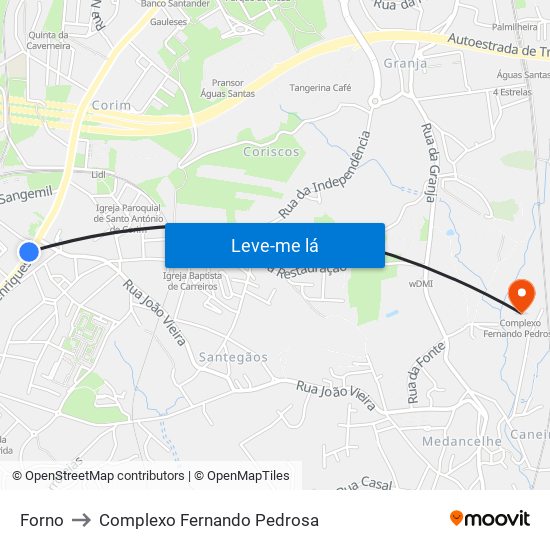 Forno to Complexo Fernando Pedrosa map