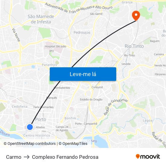 Carmo to Complexo Fernando Pedrosa map