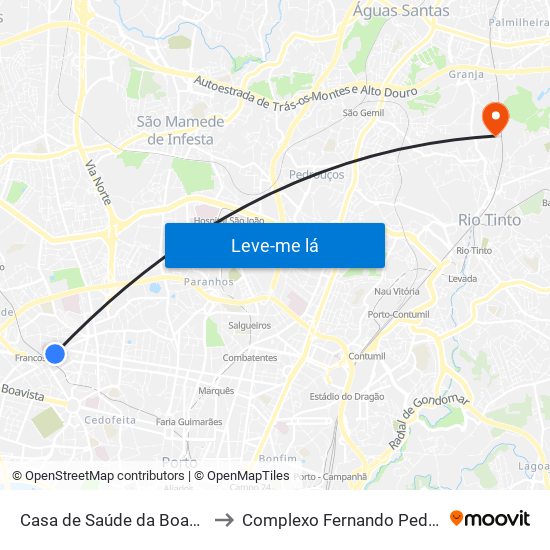 Casa de Saúde da Boavista to Complexo Fernando Pedrosa map