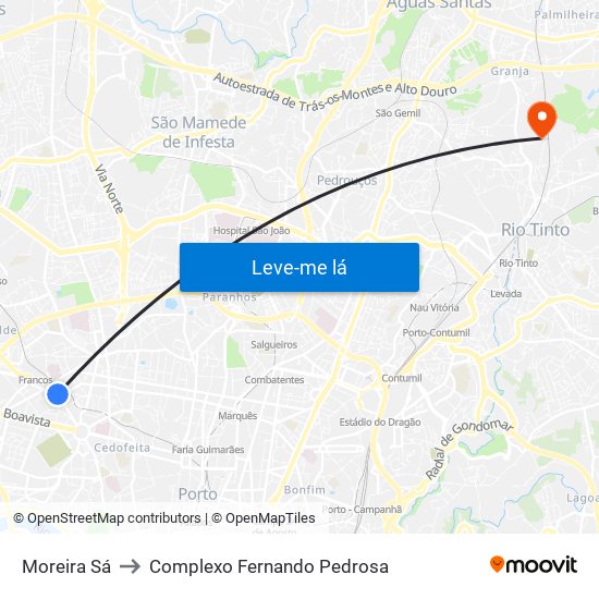 Moreira Sá to Complexo Fernando Pedrosa map