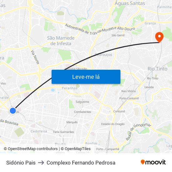 Sidónio Pais to Complexo Fernando Pedrosa map