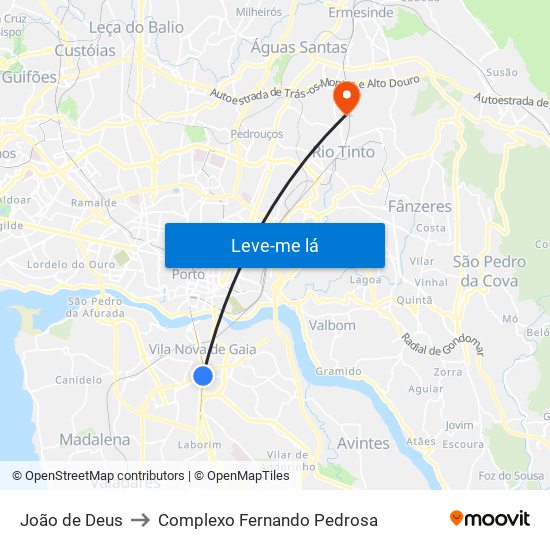 João de Deus to Complexo Fernando Pedrosa map