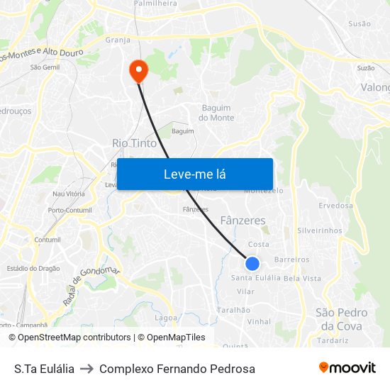 S.Ta Eulália to Complexo Fernando Pedrosa map