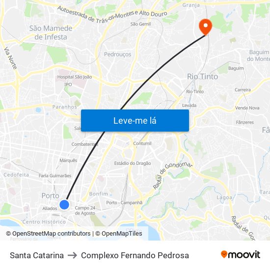 Santa Catarina to Complexo Fernando Pedrosa map