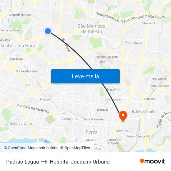 Padrão Légua to Hospital Joaquim Urbano map