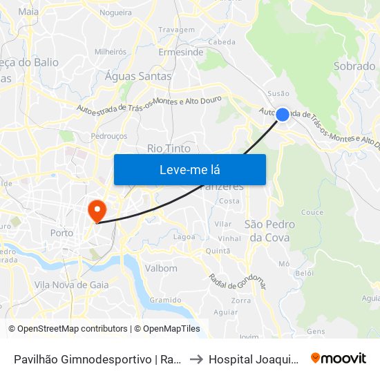 Pavilhão Gimnodesportivo | Ramalho Ortigão to Hospital Joaquim Urbano map