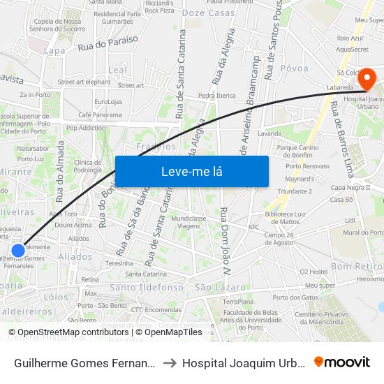 Guilherme Gomes Fernandes to Hospital Joaquim Urbano map