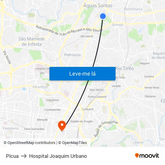 Pícua to Hospital Joaquim Urbano map