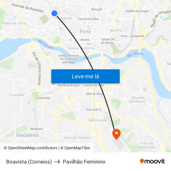 Boavista (Correios) to Pavilhão Feminino map