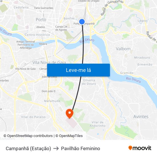 Campanhã (Estação) to Pavilhão Feminino map