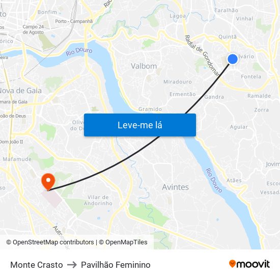 Monte Crasto to Pavilhão Feminino map