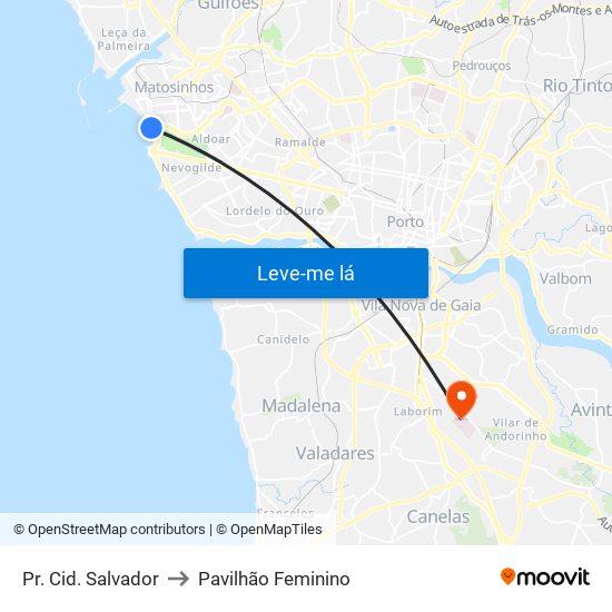 Pr. Cid. Salvador to Pavilhão Feminino map
