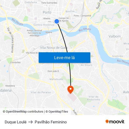 Duque Loulé to Pavilhão Feminino map