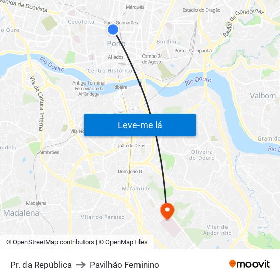 Pr. da República to Pavilhão Feminino map