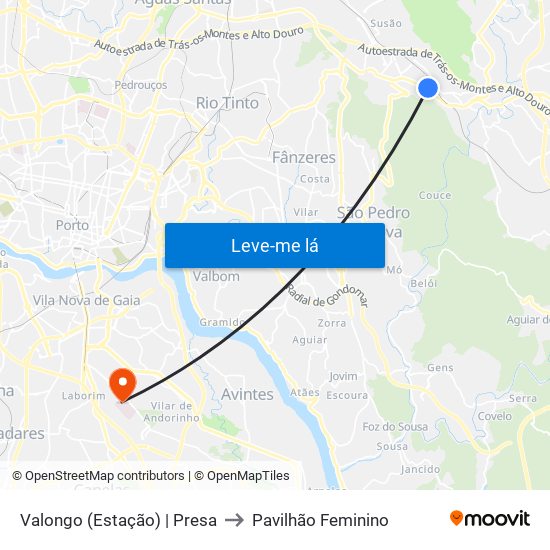 Valongo (Estação) | Presa to Pavilhão Feminino map
