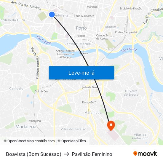 Boavista (Bom Sucesso) to Pavilhão Feminino map