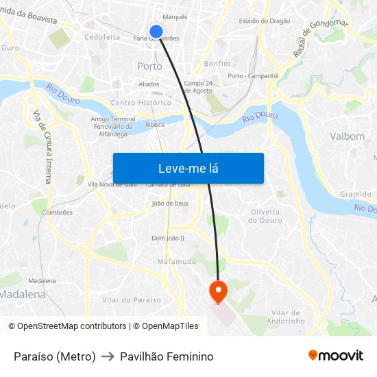 Paraíso (Metro) to Pavilhão Feminino map
