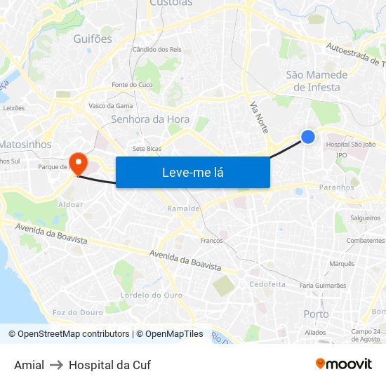 Amial to Hospital da Cuf map